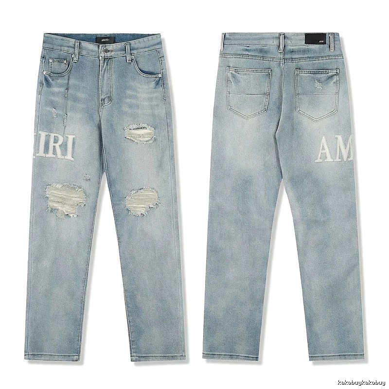 AMIRI Ripped Denim Blue Jeans