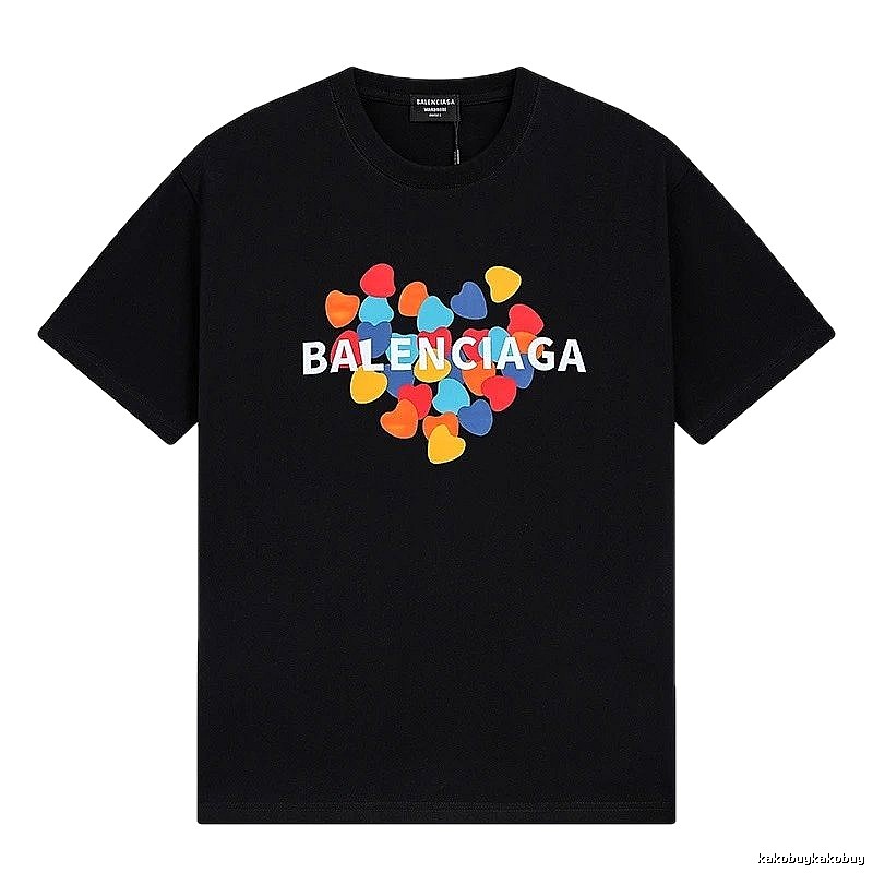 Balenciaga Trendy Black T-shirt with Heart Print
