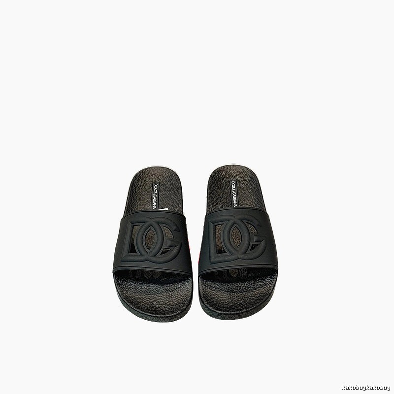 Dolce & Gabbana DG Embossed Casual-style Black Slippers