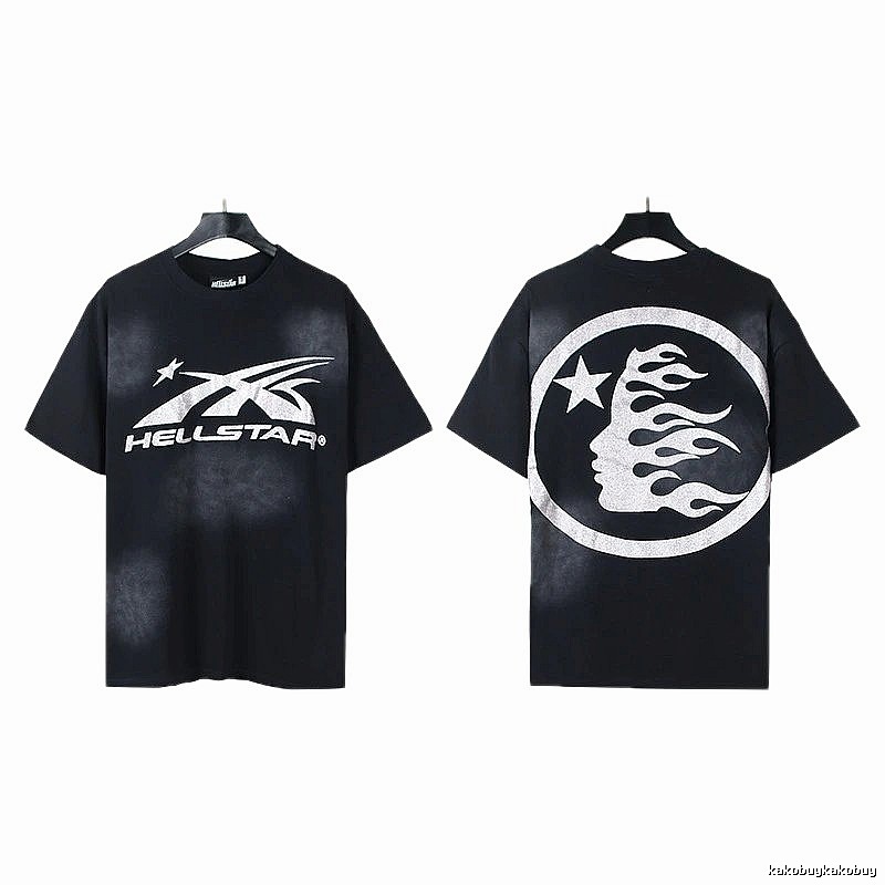 Hellstar Flame Print Street Style Black T-Shirt