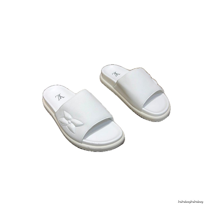 Louis Vuitton Monogram Casual Style White Slide Sandals