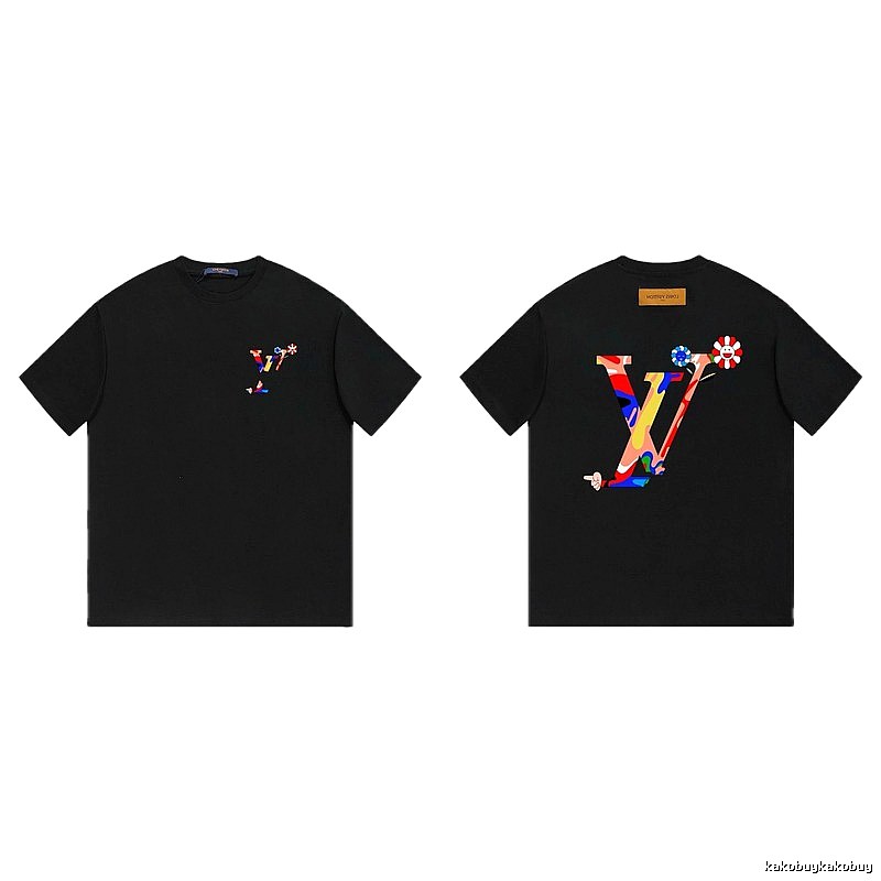 Louis Vuitton Sunflower Co-branded Trendy Black T-shirt
