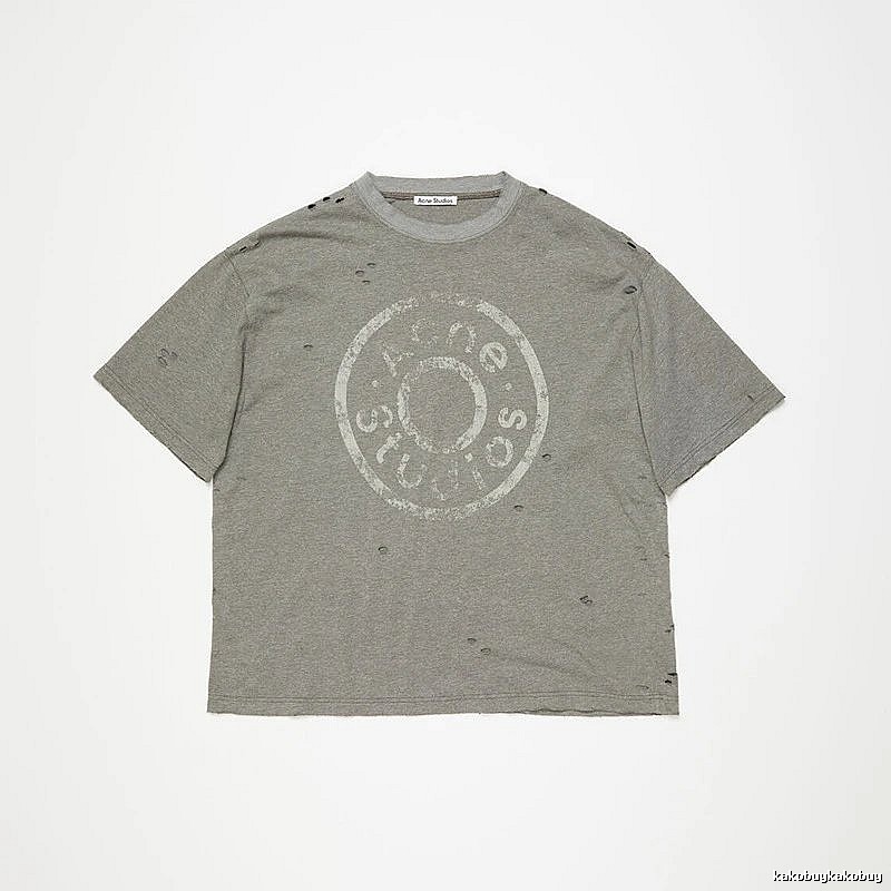 Acne Studios 2090-80 Gray Style Ac908041 Stockholm Logo T-Shirt Warm Weather