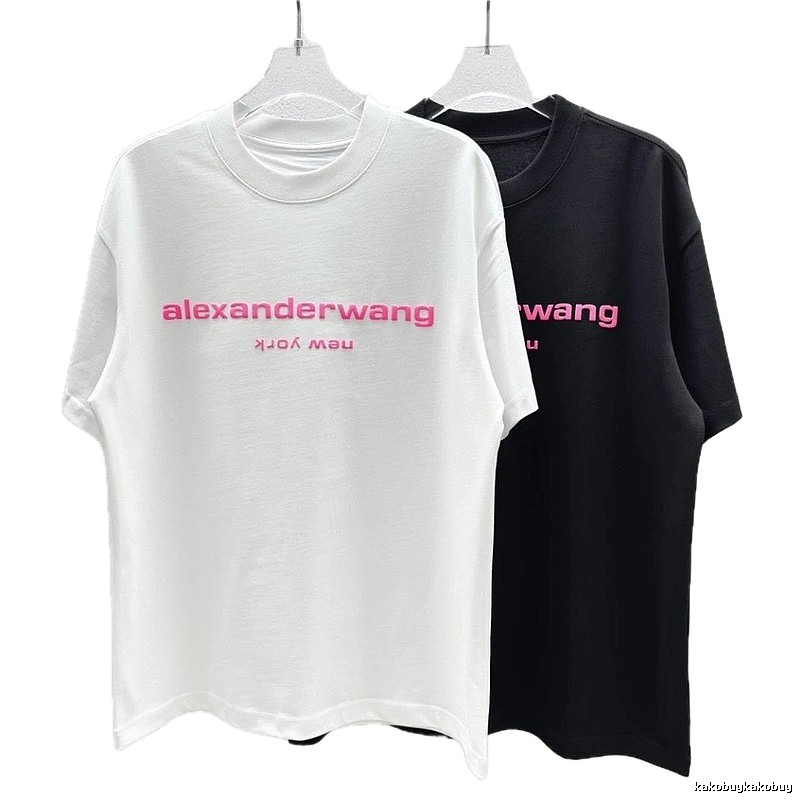 Alexander Wang Flocked Minimalist Style White Short-sleeve T-shirt