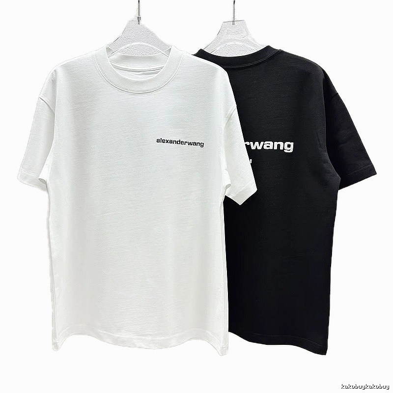 Alexander Wang Minimalist Letter Style Black and White Short Sleeve T-Shirt