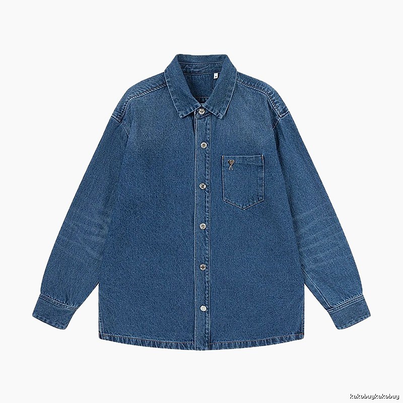 AMI casual style denim blue shirt