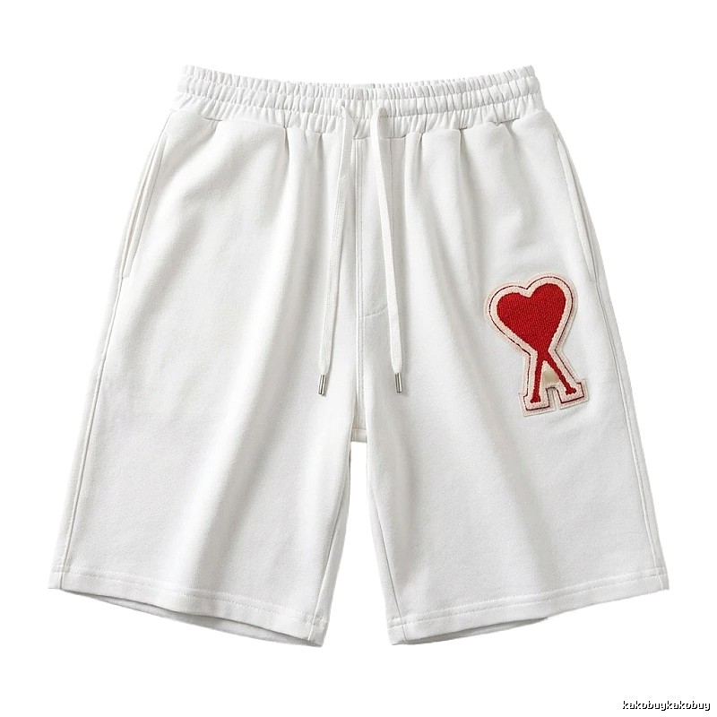 AMI Embroidered Heart White Shorts