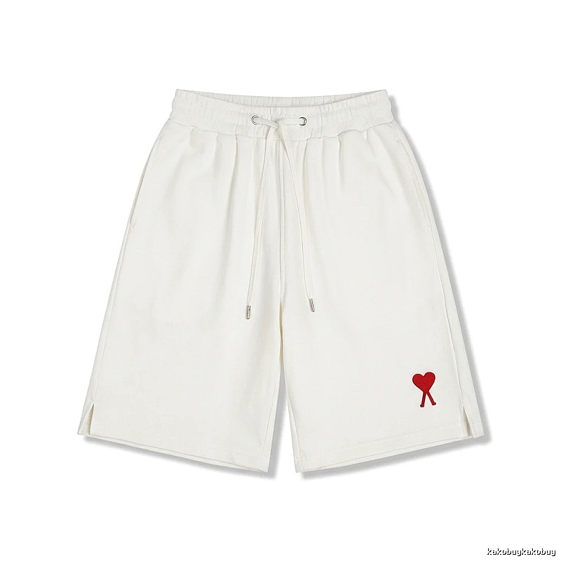 AMI Embroidered Minimalist Style White Shorts