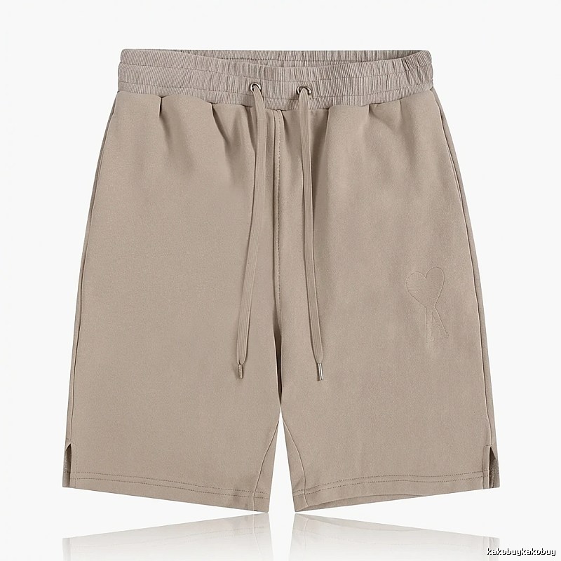 AMI Embroidered Trendy Brand Khaki Shorts