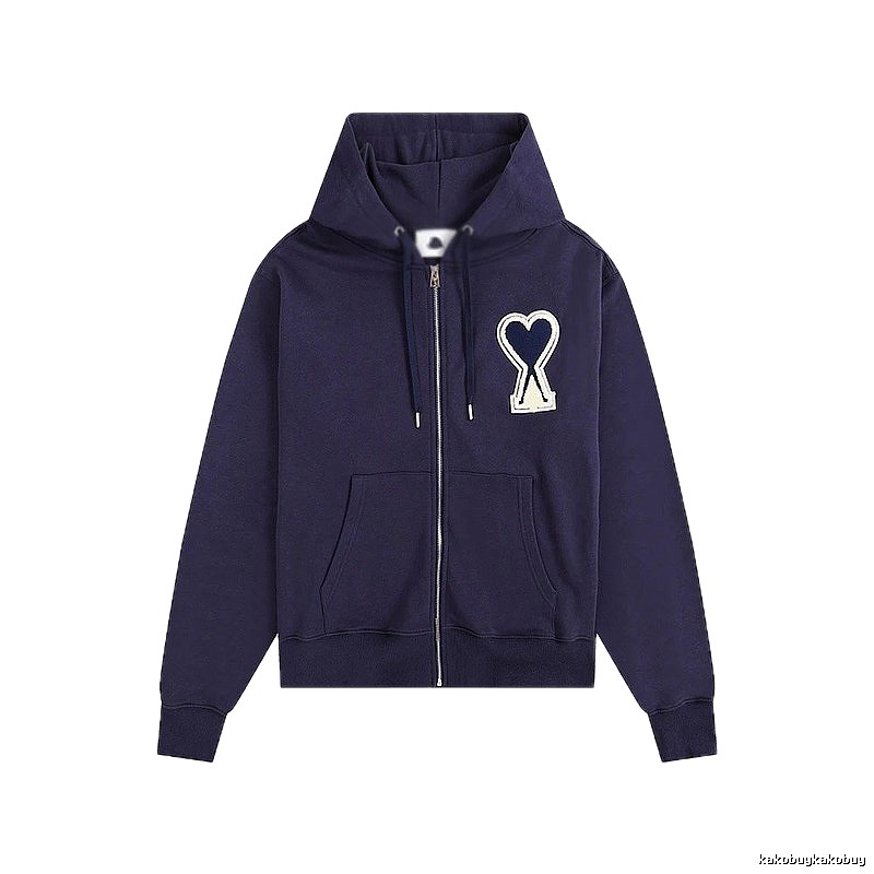 AMI Heart Pattern Zipper Hoodie
