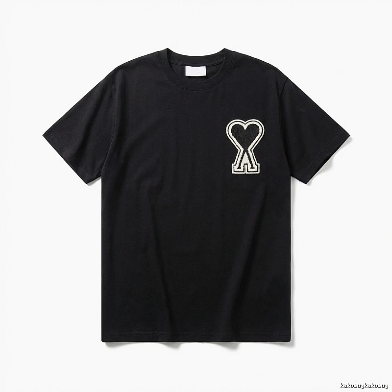 AMI Heart-shaped Pattern Black T-shirt
