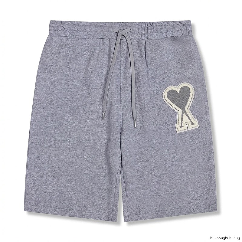 AMI Love Heart Pattern Light Gray Shorts