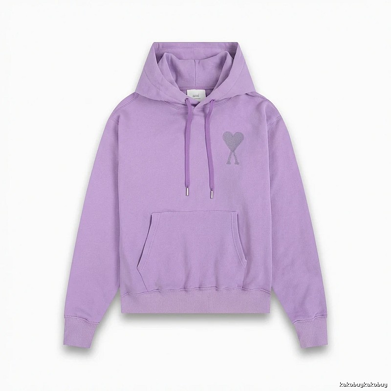 AMI series minimalist style purple hoodie