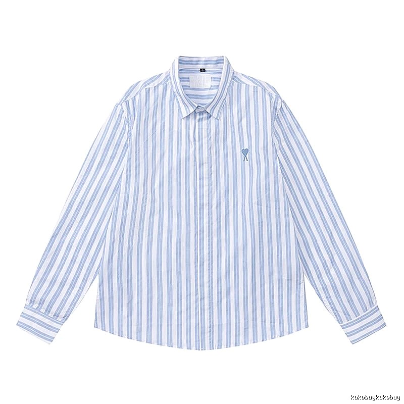 AMI Stripe Simple Blue Shirt