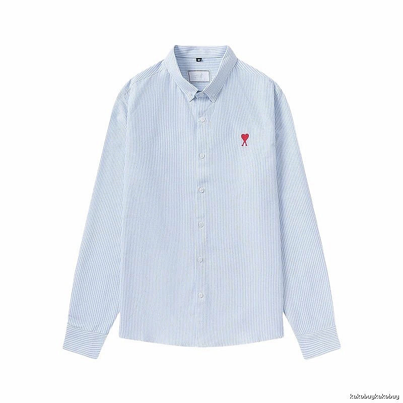AMI striped minimalist style blue shirt