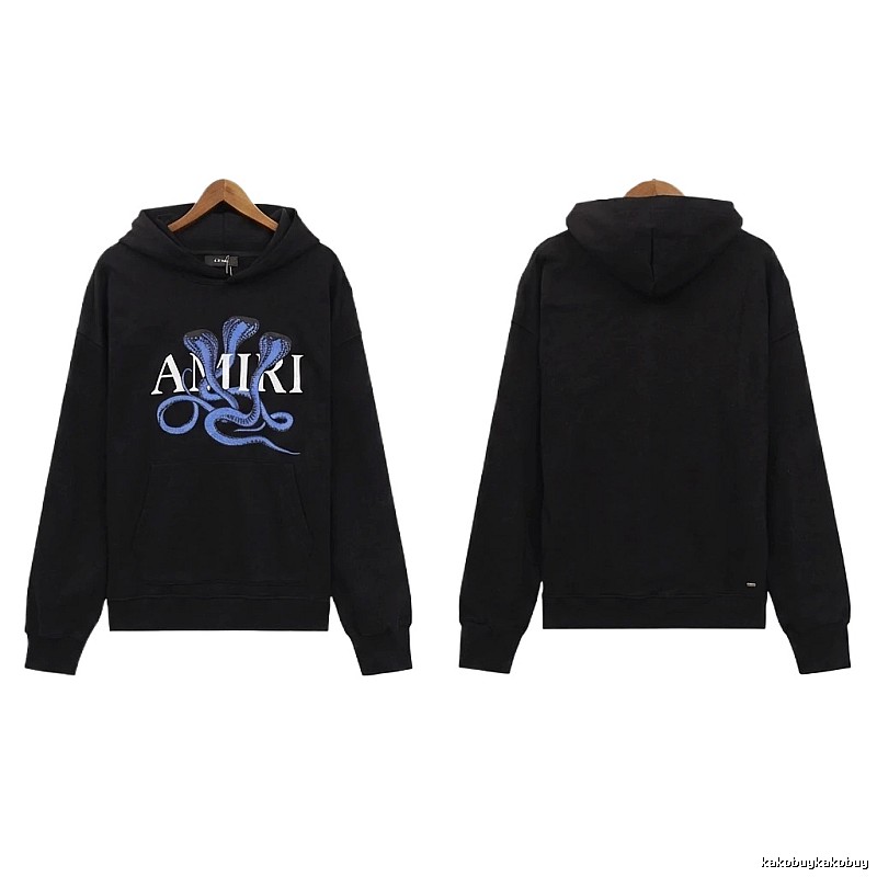 AMIRI Black Hoodie with Snake Print