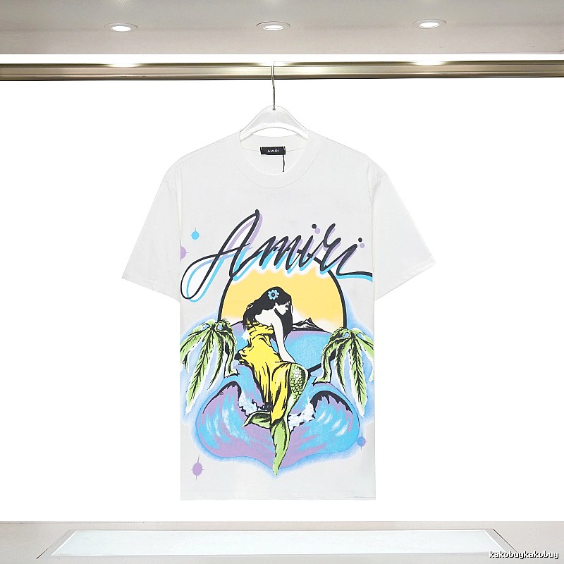 Amiri Logo Detail Graphic T-shirt White Blue Amiri with Functional Detail