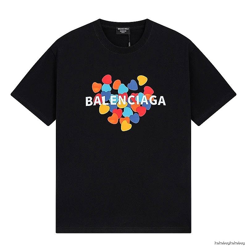 Balenciaga black T-shirt with a heart print.