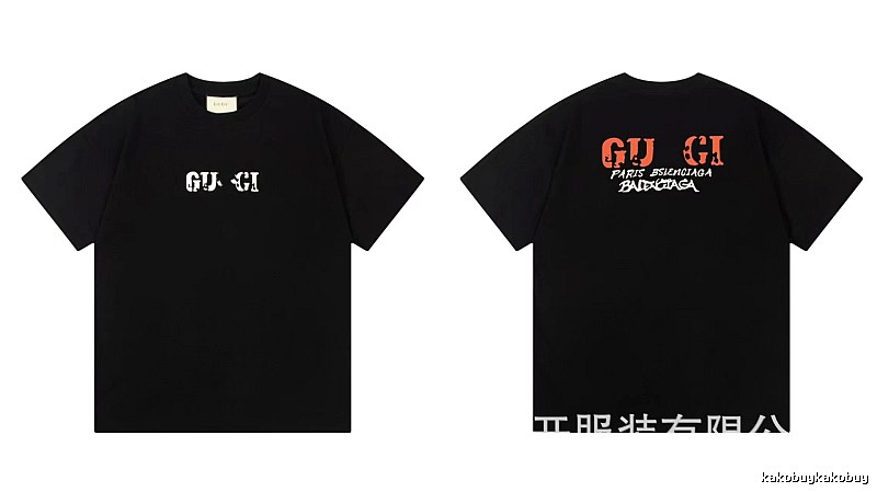 Balenciaga Co-branded Street Style Printed Black T-Shirt
