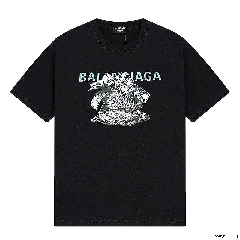 Balenciaga Dollar Print Street Style Black T-Shirt