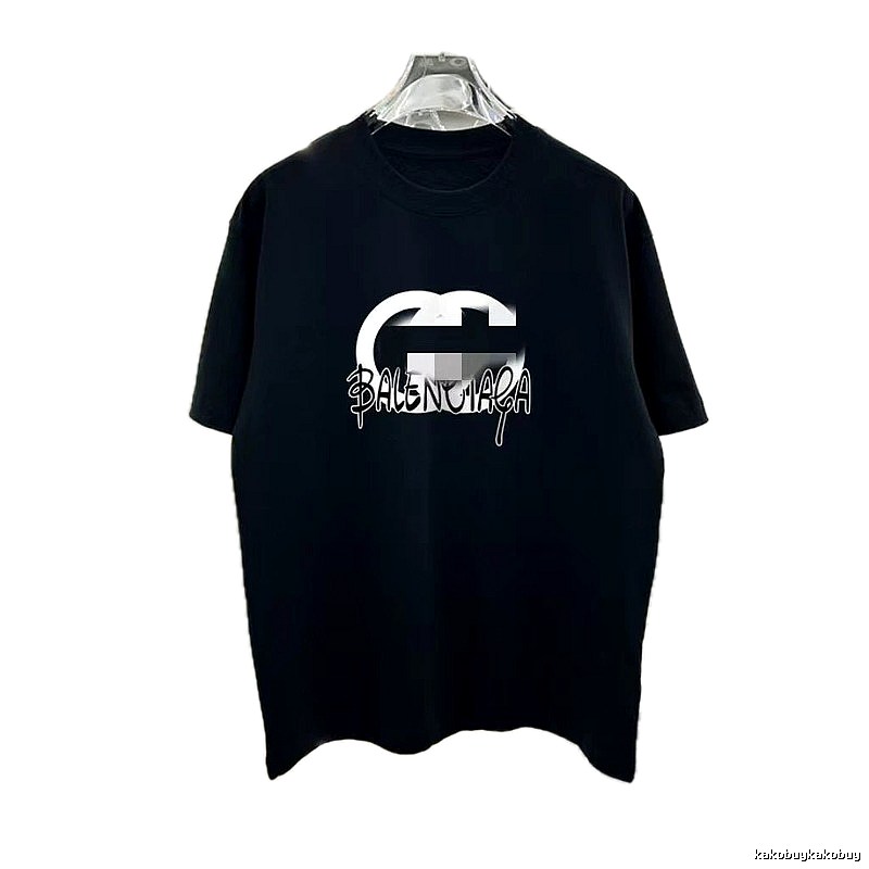 Balenciaga Graffiti Street Style Black Short-sleeve T-shirt