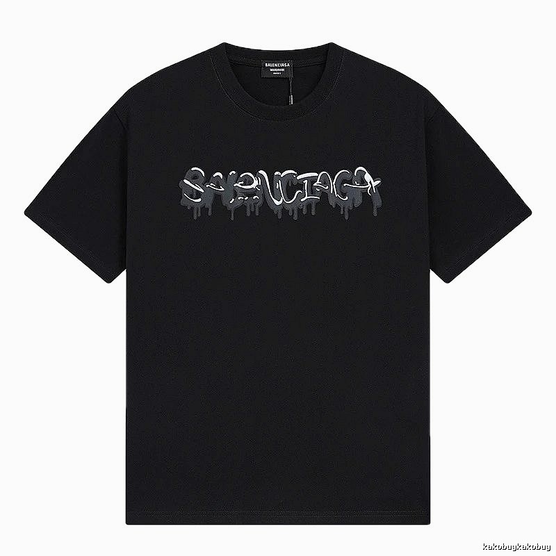 Balenciaga Graffiti Street Style Black Short Sleeve T-shirt