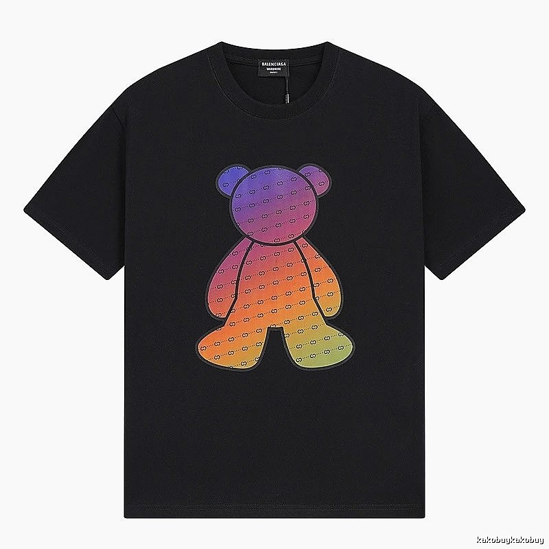 Balenciaga Rainbow Bear Short-sleeve Shirt
