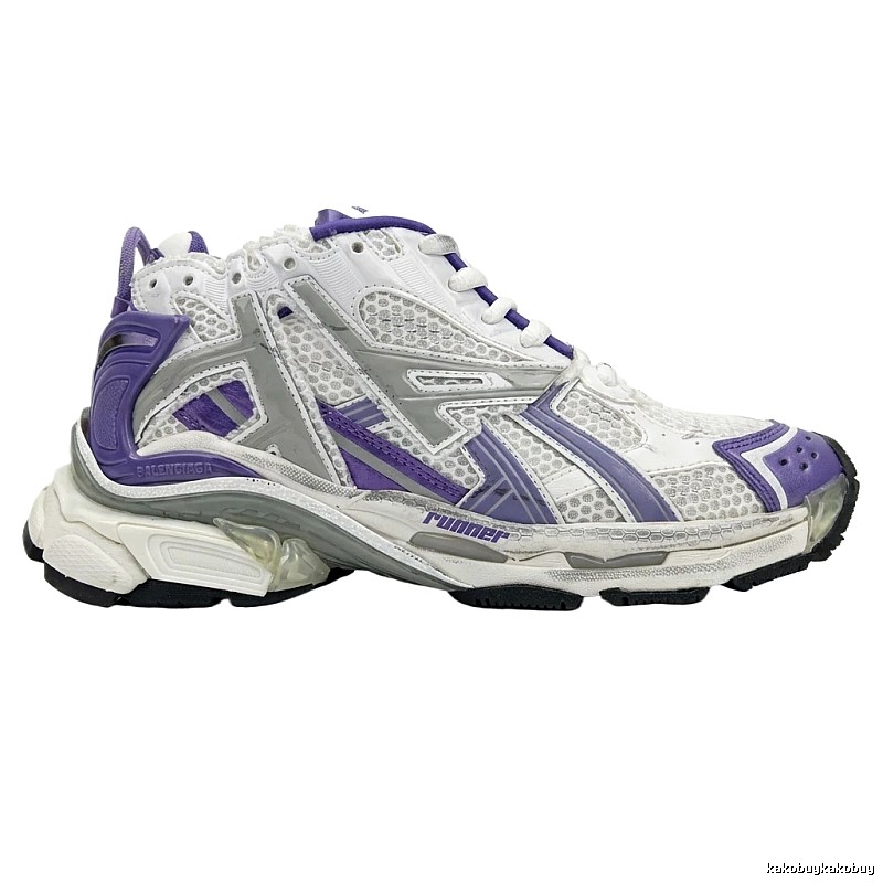 Balenciaga retro-style white and purple sports shoes