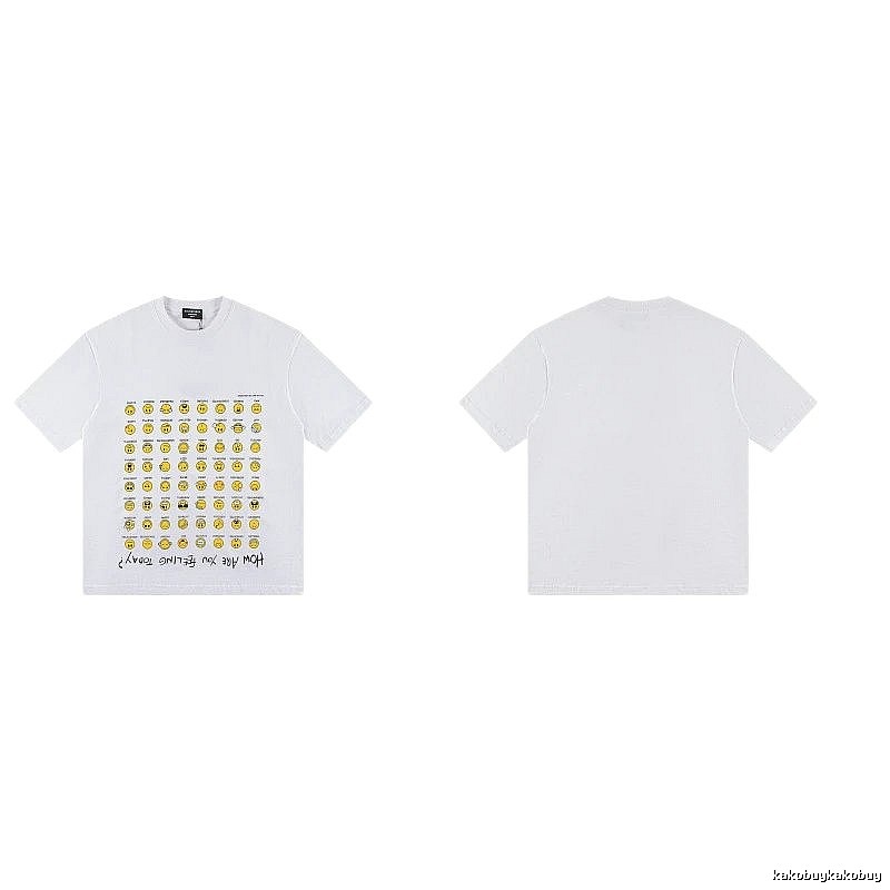 Balenciaga Smiley Face Printed Street Style White T-shirt