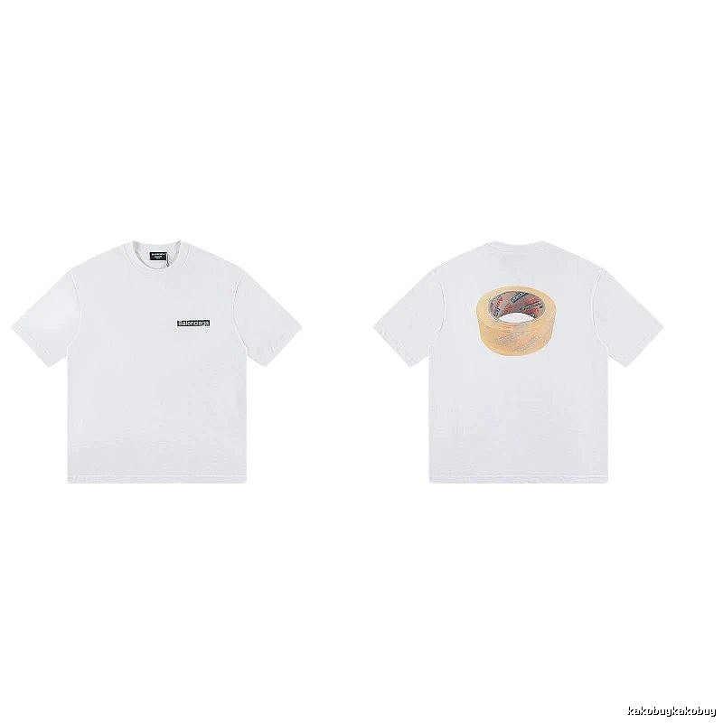 Balenciaga Tape Print Streetwear White T-Shirt