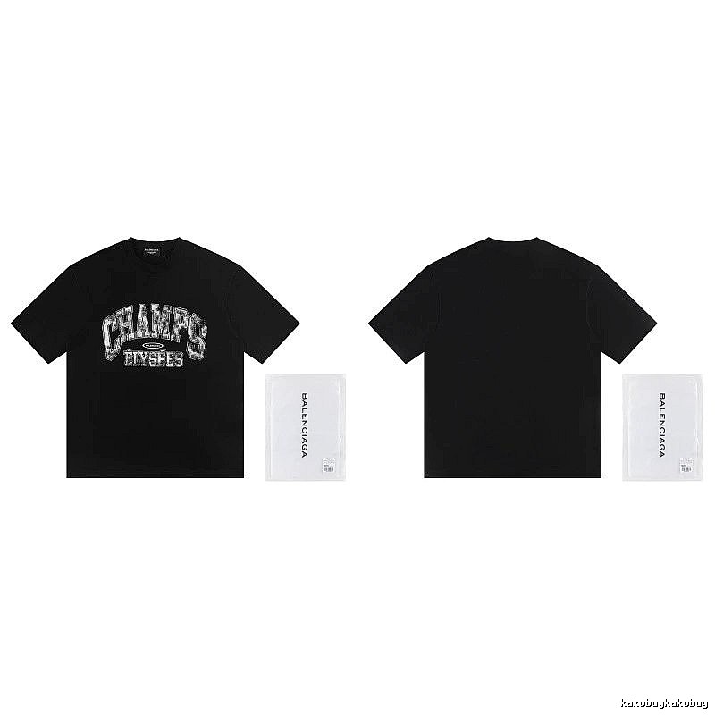 Balenciaga Vintage-style Printed Black T-Shirt