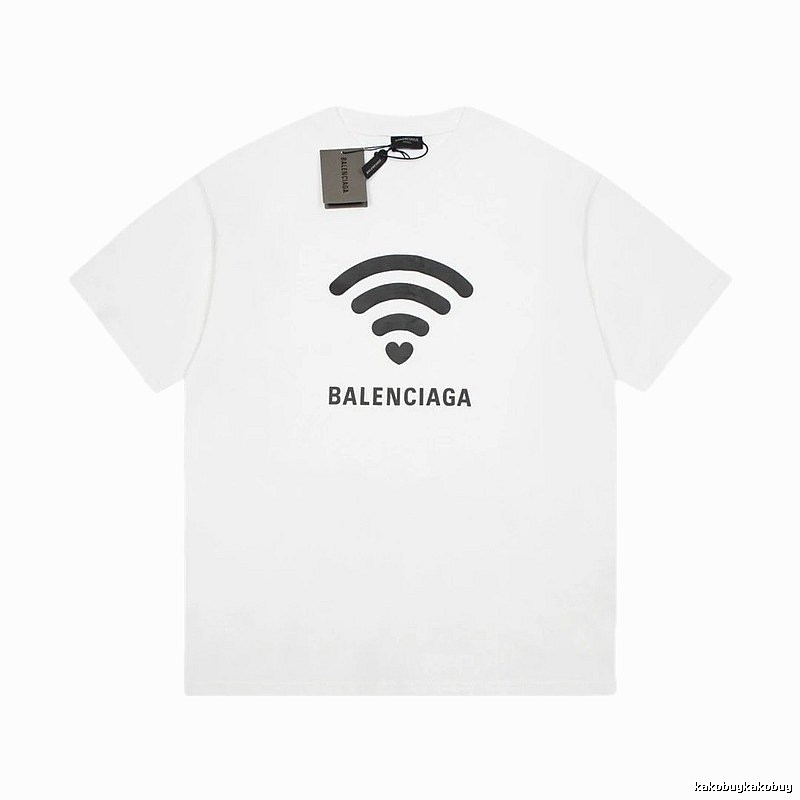 Balenciaga WiFi Printed Trendy White T-shirt