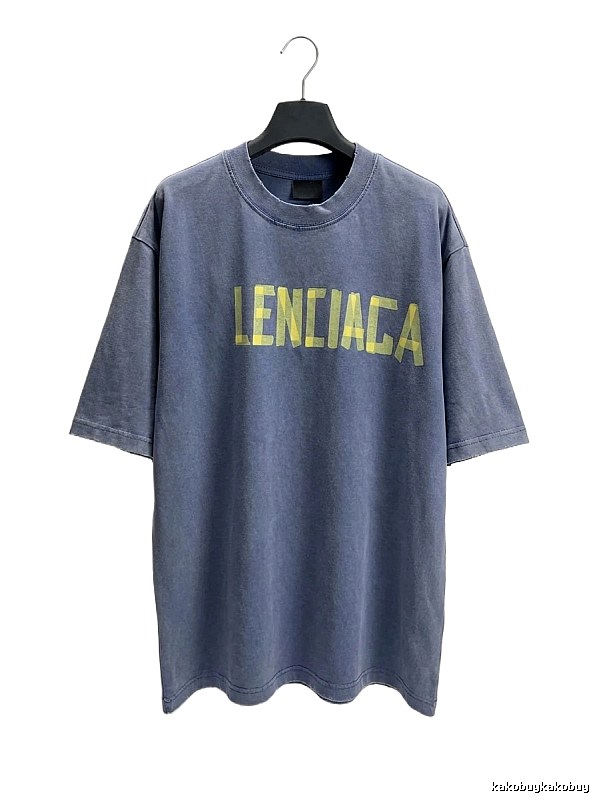 Balenciaga's alphabetic style blue T-shirt.