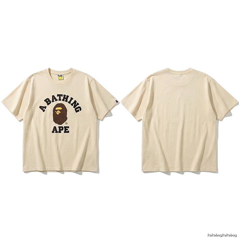 Bape Ape Head Minimalist Style Beige T-shirt