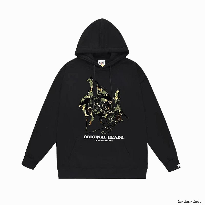 Bape camouflage-style black hoodie
