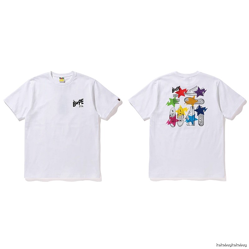 Bape Colorful Printed Style White T-shirt