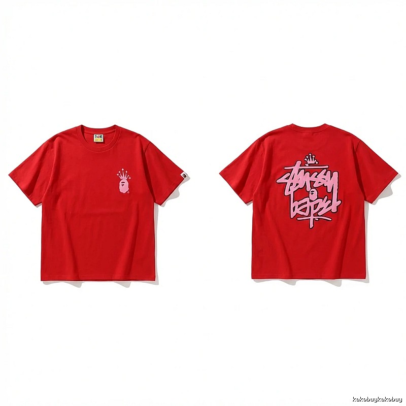 Bape Crown Series Red Trendy T-shirt