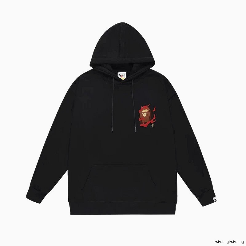 Bape Flame Wind Black Hoodie