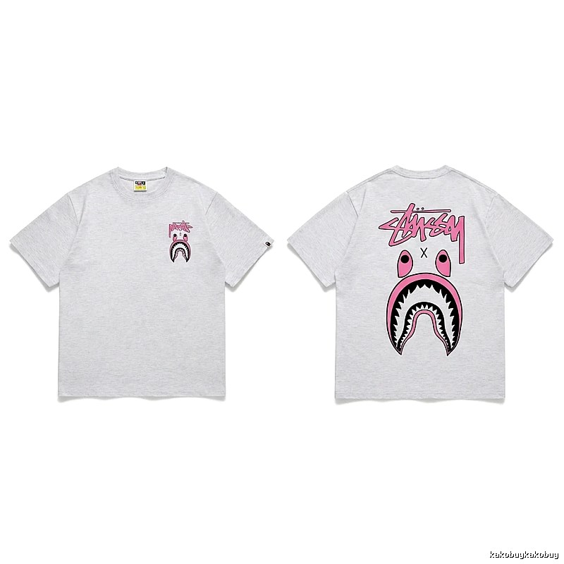 Bape Shark Co-branded Light Grey T-shirt