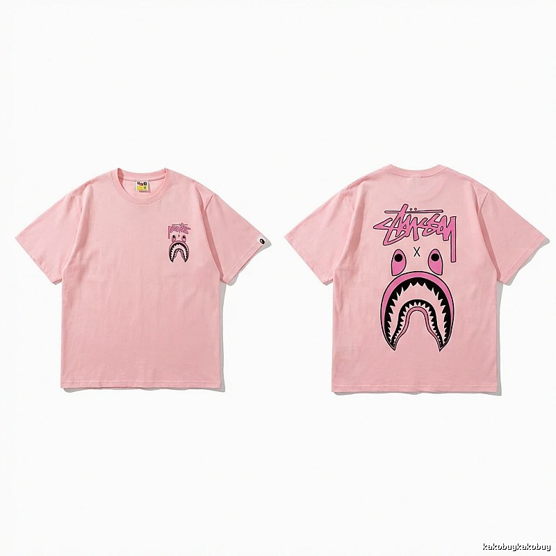 Bape Shark Pink Streetwear Short-sleeve Shirt