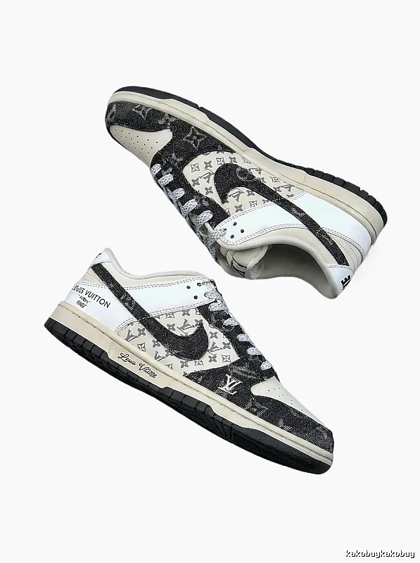 Black and White Trendy Shoes of Nike LV Co-branded Style