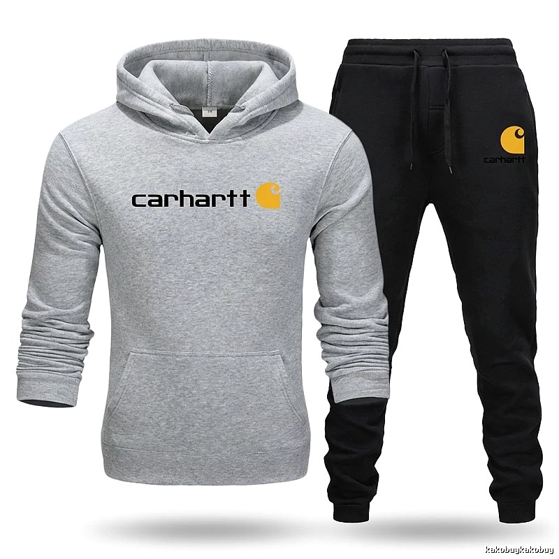 Carhartt trendy brand gray and black sportswear set