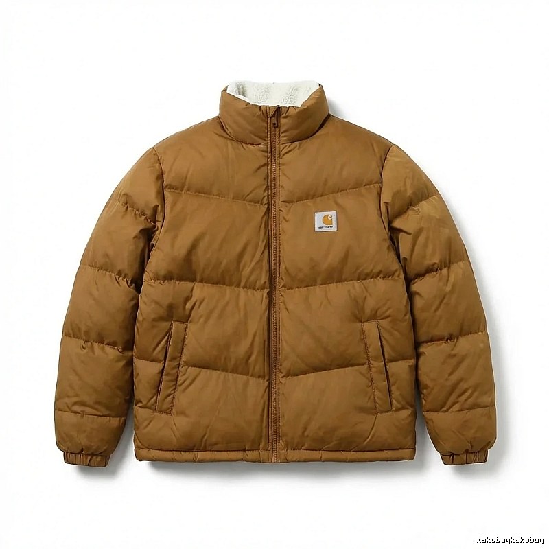 Carhartt workwear style khaki cotton-padded jacket