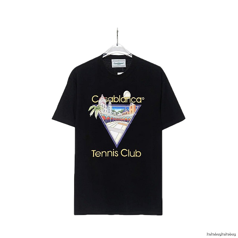 Casablanca Print Casual Black T-shirt