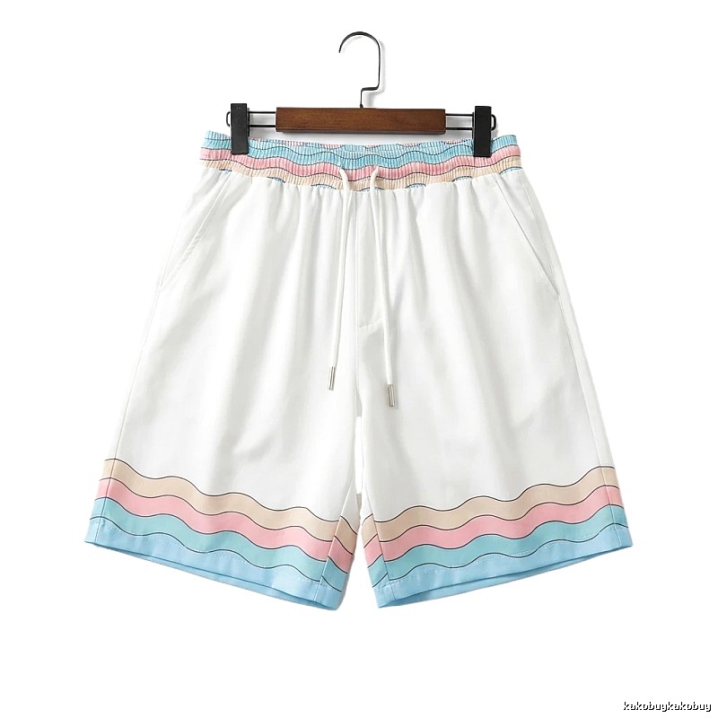 Casablanca Wave Pattern Casual White Shorts