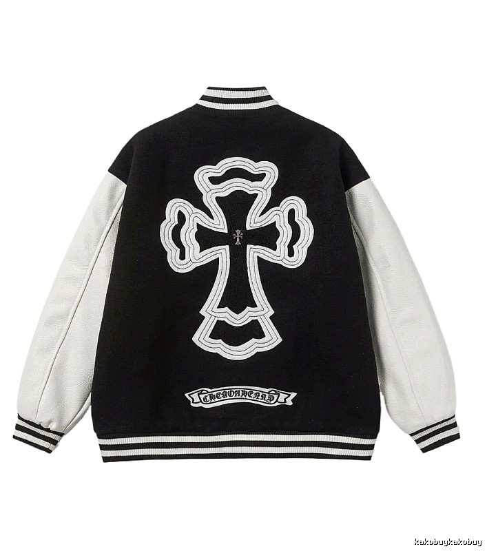 Chrome Hearts Cross Black and White Baseball Jacket