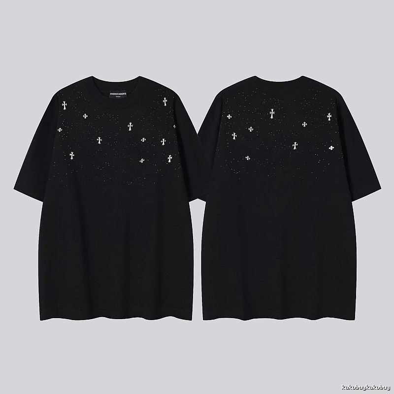 Chrome Hearts Cross Embroidered Street Style Black Short-sleeve T-shirt