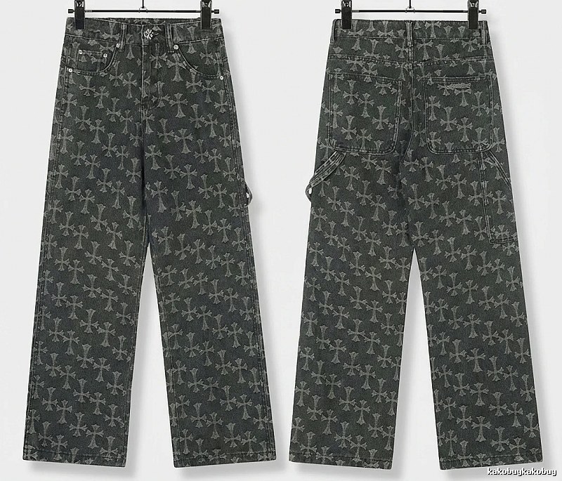 Chrome Hearts cross print black jeans