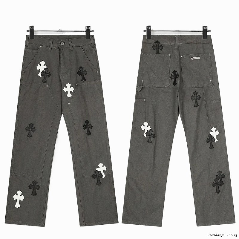 Chrome Hearts Cross Workwear Style Grey Pants