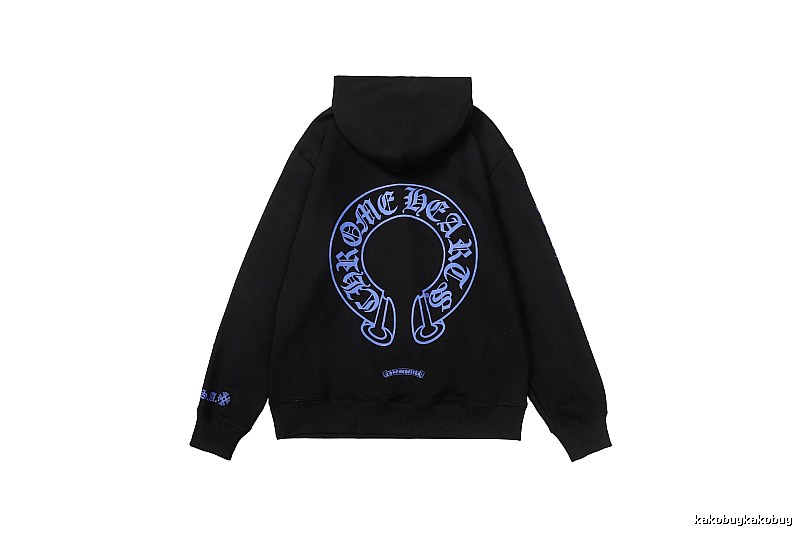 Chrome Hearts Logo Detail Cross graphic hoodie Black Blue Cross with Functional Detail